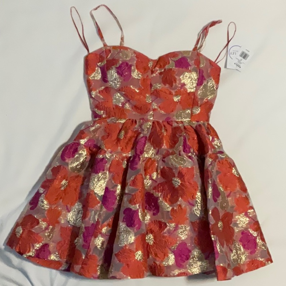 Floral Dress in Orange and Gold